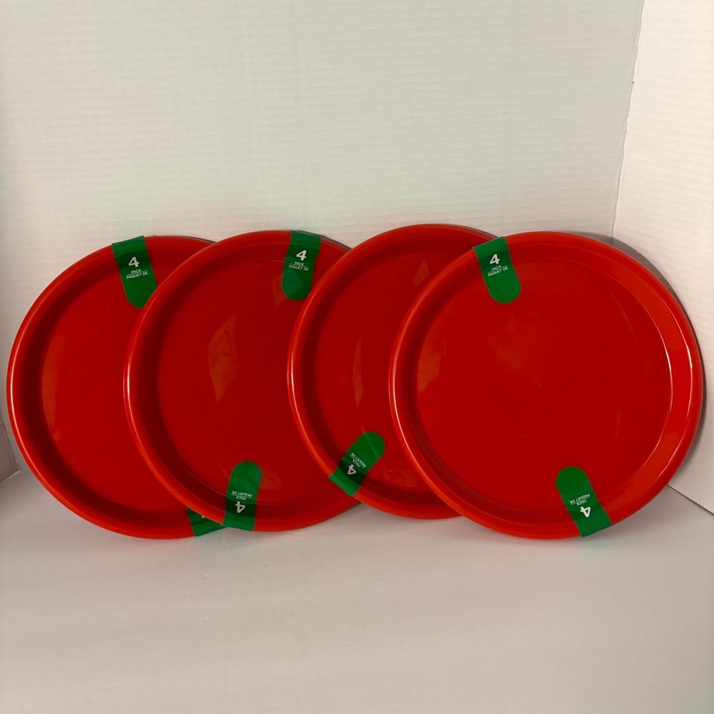 Greenbrier Red Plastic Dinner Plates Set of 4 Reusable 9.8" Round 187005